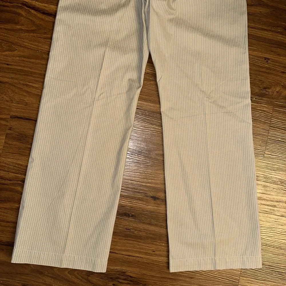 Banana Republic Men's Boot Cut Pinstriped Tan Slacks 100% Cotton 33x30 Y2K